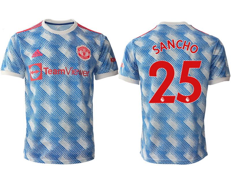 Men 2021-2022 Club Manchester United away aaa version blue #25 Soccer Jersey